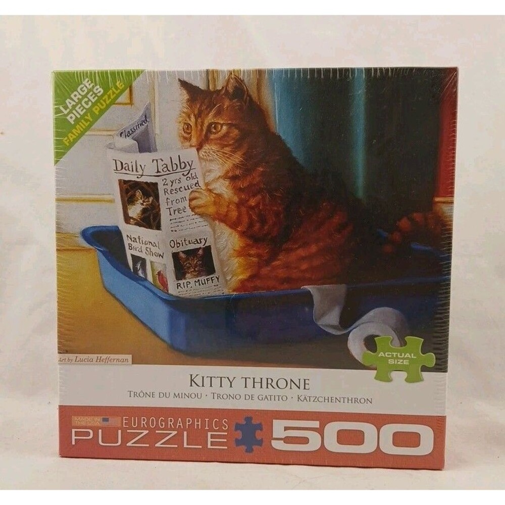 Eurographics 500 Piece Jigsaw Puzzle-"KITTY THRONE"-Cats-NEW/SEALED!